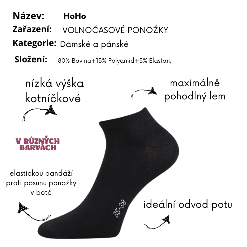 DÁMSKÉ, PÁNSKÉ PONOŽKY černé Fuski Boma Hoho