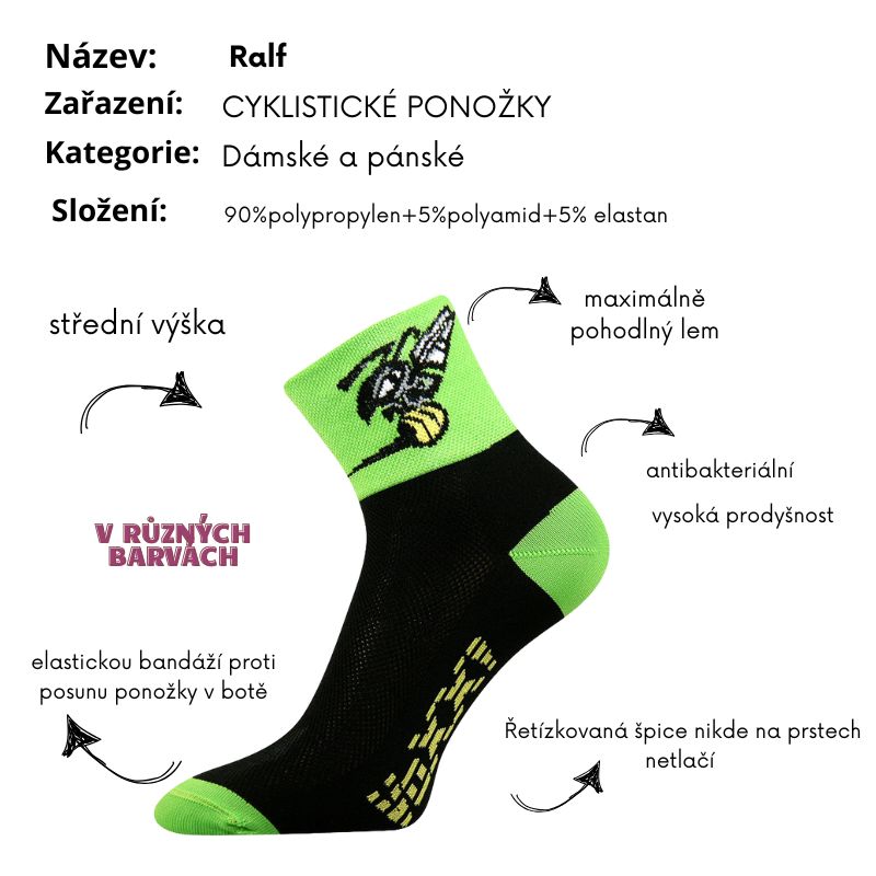 Pánské cyklistické ponožky žlutá/černá Ralf Bike Fuski Boma