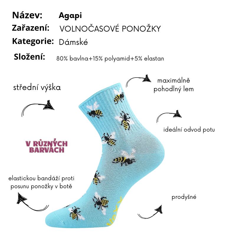 Dámské ponožky Agapi růžové káva Fuski Boma Voxx