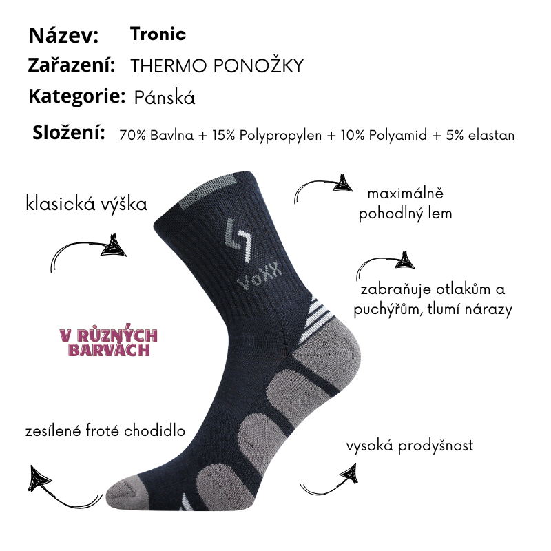 Pánské sportovní froté ponožky Tronic hnědé Fuski Boma Voxx