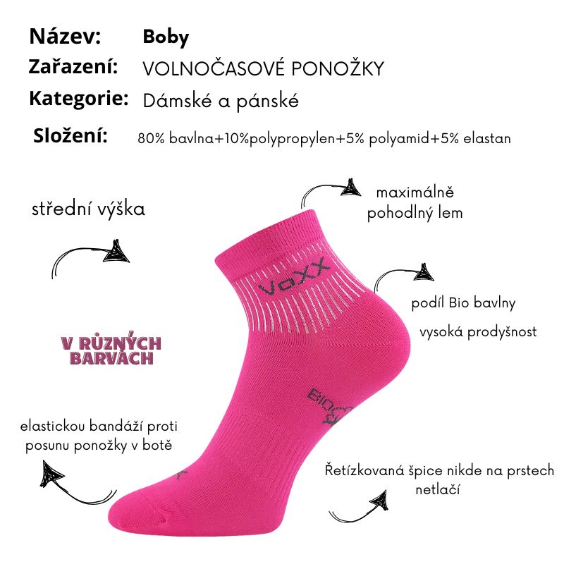 Dámské ponožky tm.růžové Boby Fuski Boma