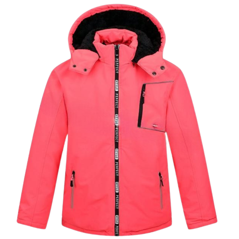 DÍVČÍ ZIMNÍ BUNDA fosforově oranžovo-růžová Kugo Bu610