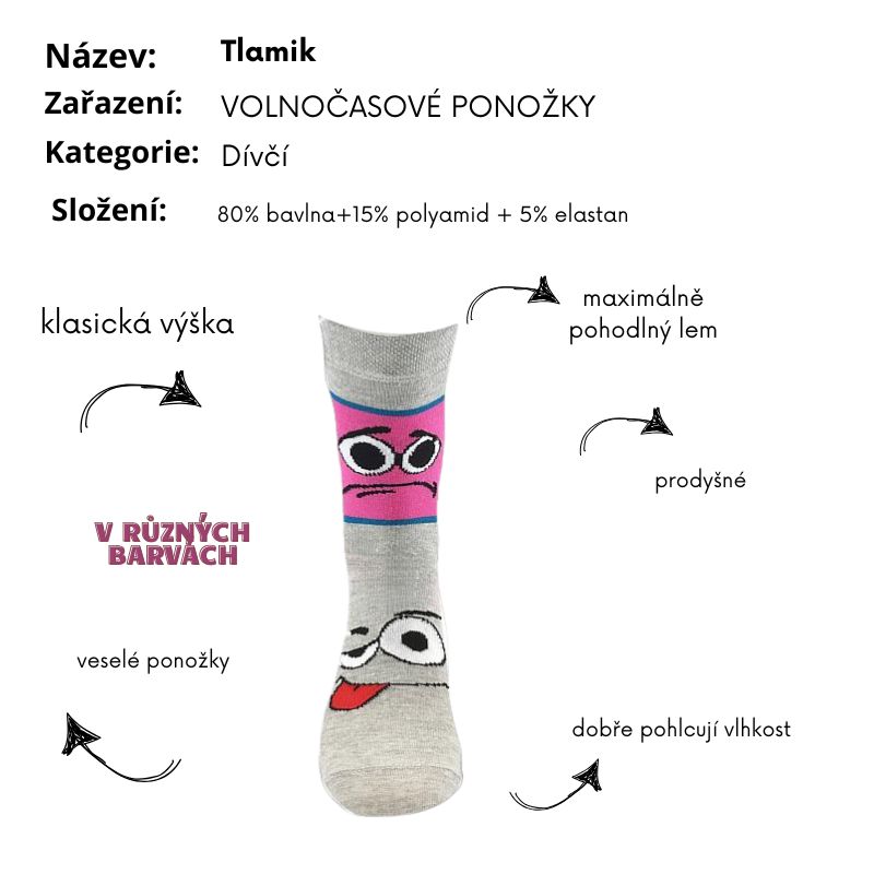 Dívčí ponožky růžové Tlamik Fuski Boma Voxx