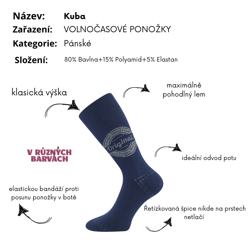 Pánské klasické ponožky černé Fuski Boma Voxx Kuba