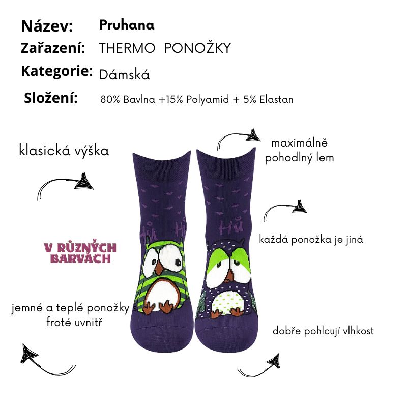 Dámské teplé ponožky borůvková Pruhana 12 Fuski Boma Voxx