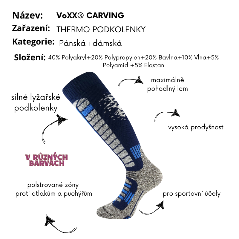 Dámské carving podkolenky magenta Fuski Boma Voxx