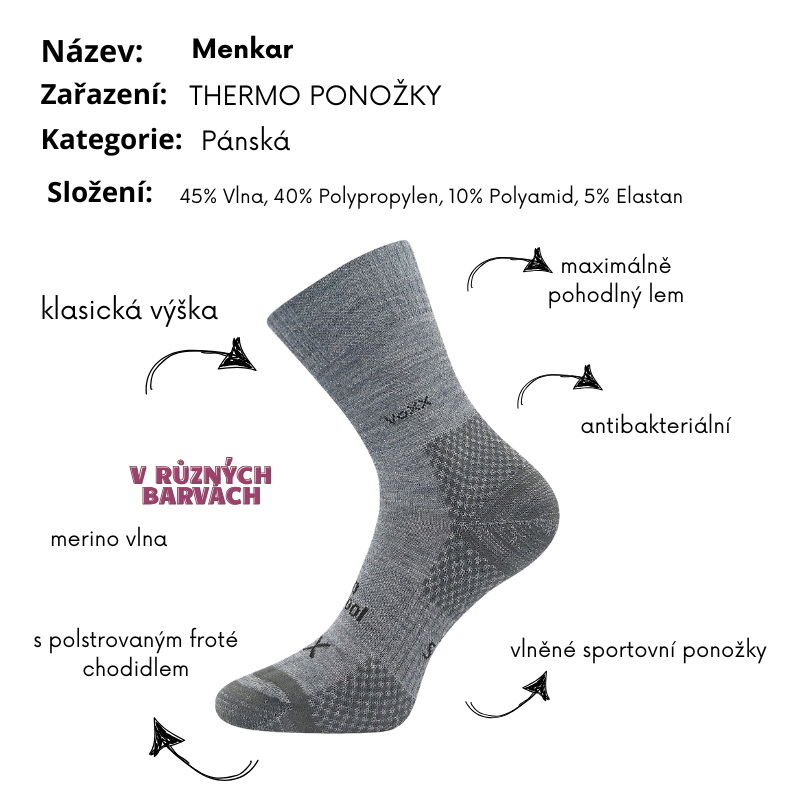 Pánské vlněné ponožky Menkar tm.modré Fuski Boma Voxx