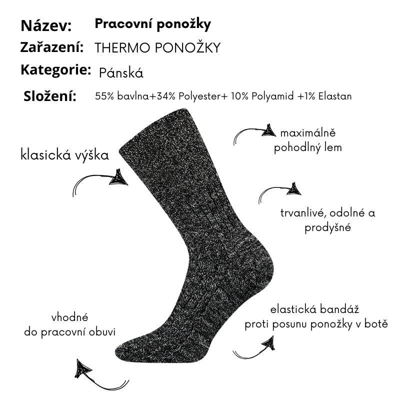 Pánské pracovní thermo ponožky antracit Fuski Boma Voxx