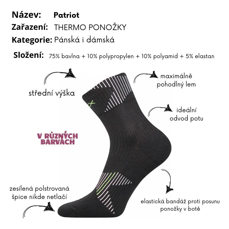 Dámské, pánské ponožky teplejší tm.šedé Patriot Fuski Boma Voxx