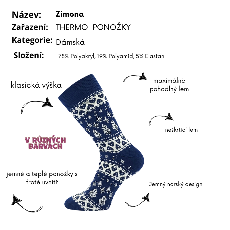 Dámské thermo ponožky šedé melé Zimona Fuski Boma Voxx