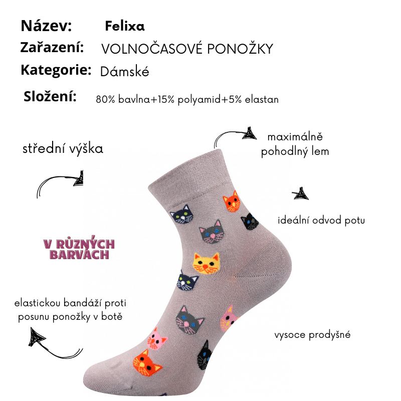 Voxx Dámské ponožky Felixa černé pejsci