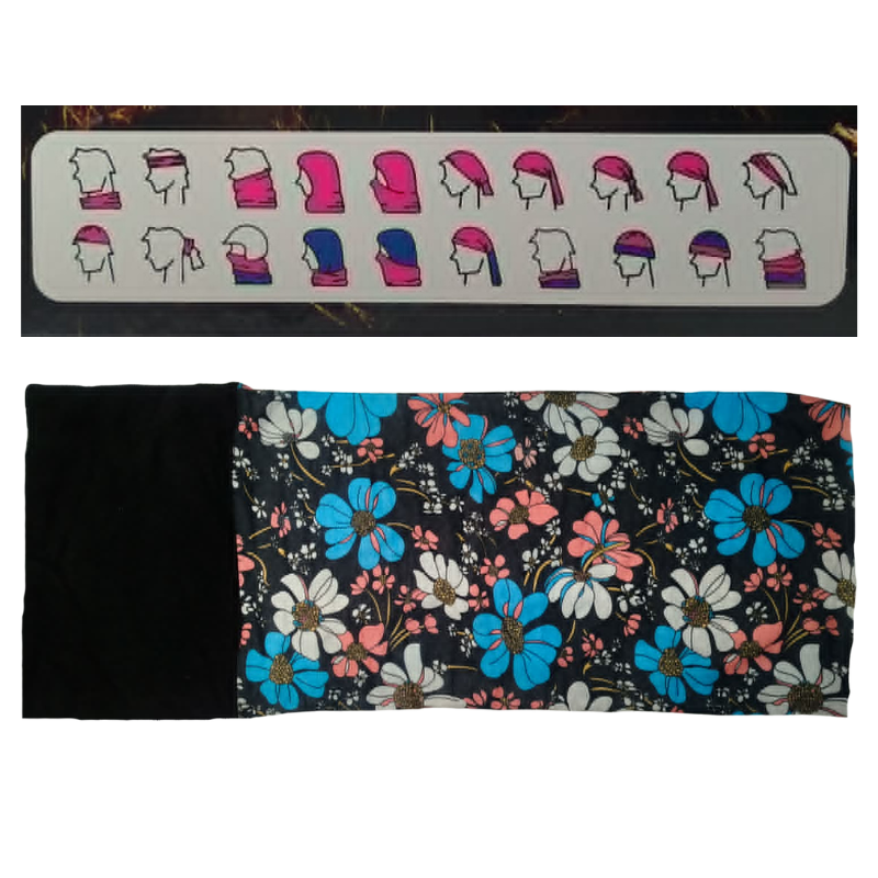 Nákrčník multi-fleece kytičky černý Novia