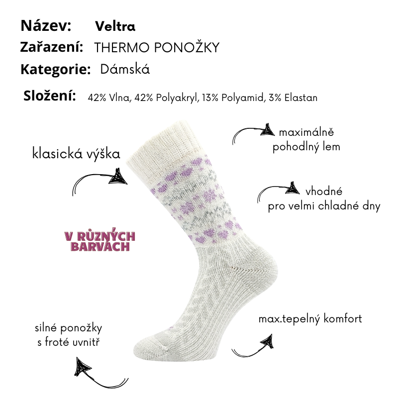 Dámské thermo ponožky smetanová/modrá Veltra Fuski  Voxx