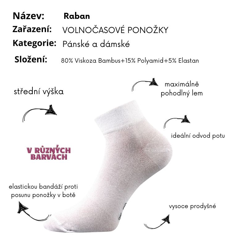 Dámské a pánské bílé ponožky Voxx Raban