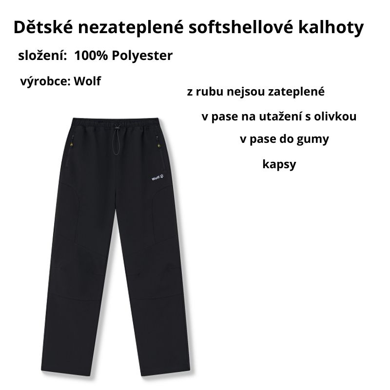 Dětské softshellové nezateplené kalhoty WOLF černé B2584