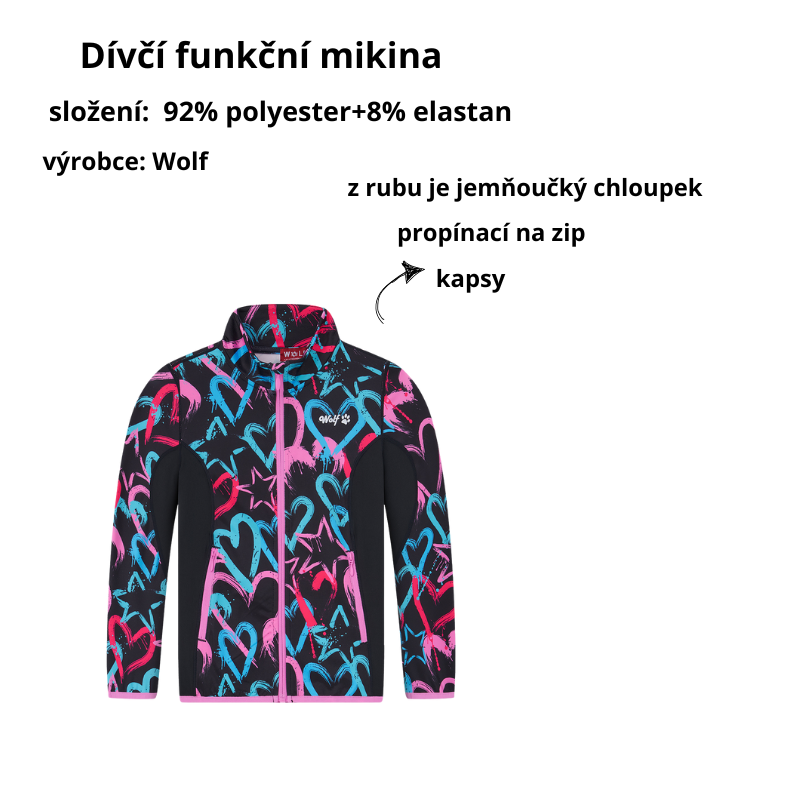 DÍVČÍ funkční MIKINA černá Wolf M2543