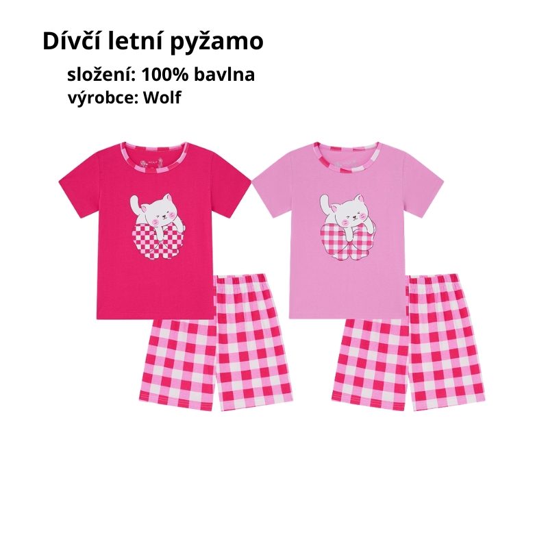 DÍVČÍ LETNÍ PYŽAMO růžová Wolf S2563