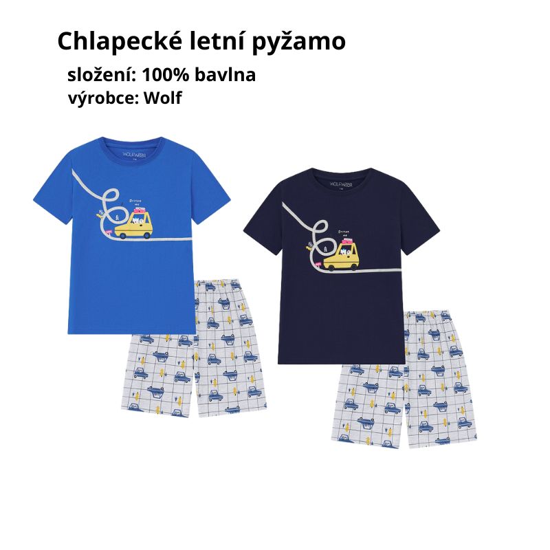 Chlapecké LETNÍ PYŽAMO tm.modrá Wolf S2561