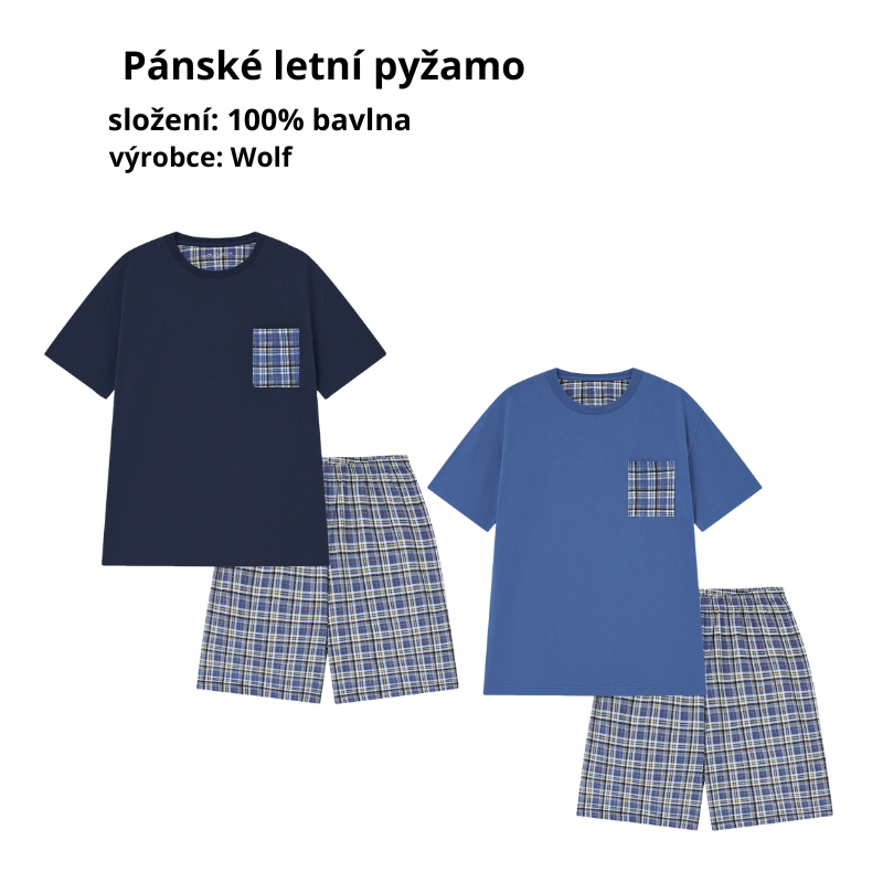 PÁNSKÉ LETNÍ PYŽAMO tm.modré Wolf S2575A