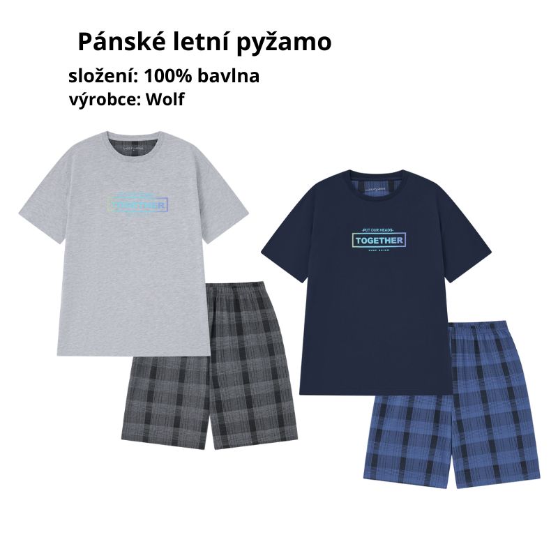 PÁNSKÉ LETNÍ PYŽAMO šedé Wolf S2575B