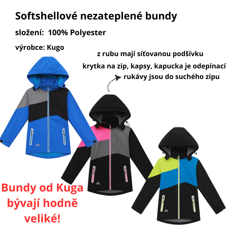Dívčí SOFTSHELLOVÁ BUNDA nezateplená černá/růžová Kugo HK5660