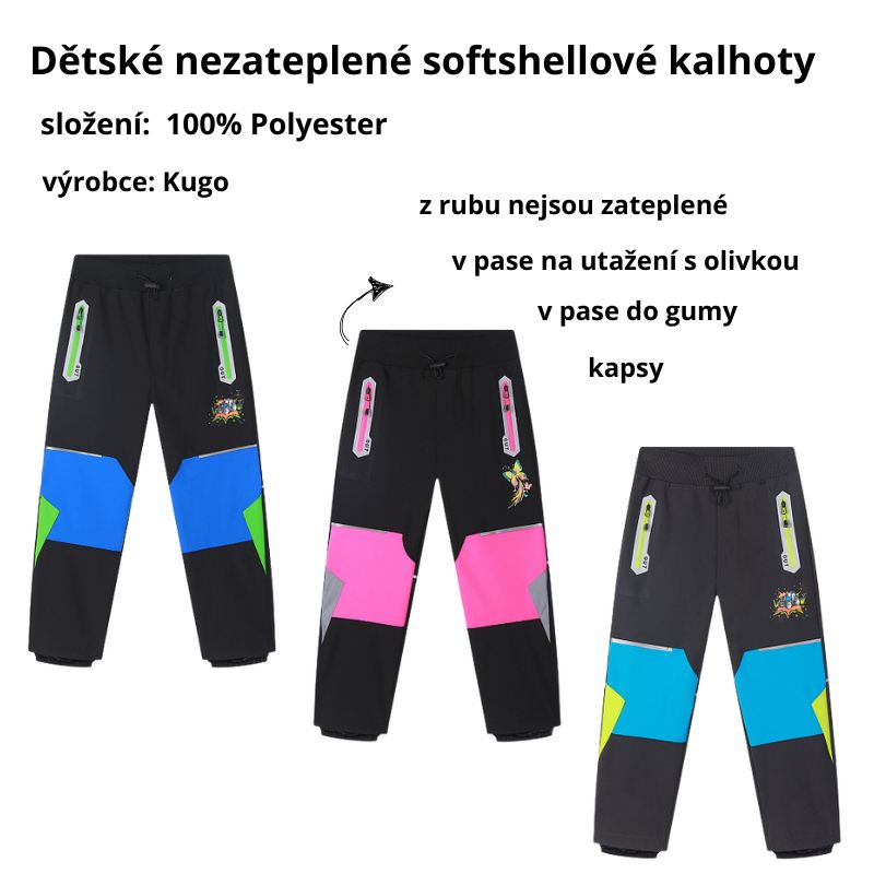 Dětské softshellové kalhoty (bez fleesu) KUGO HK5652 černé