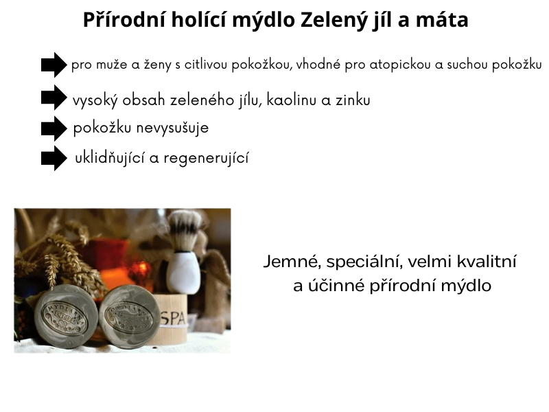 Přírodní holící mýdlo Zelený jíl a máta