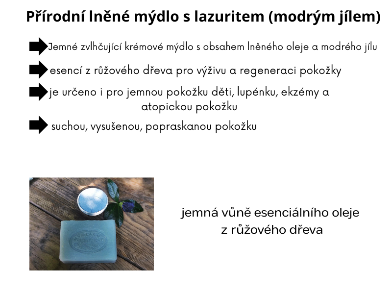 Přírodní lněné mýdlo s lazuritem (modrým jílem) 100g