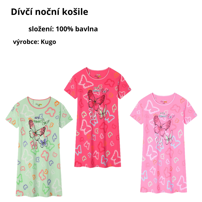 DÍVČÍ NOČNÍ KOŠILE tm.růžová Kugo MC5852