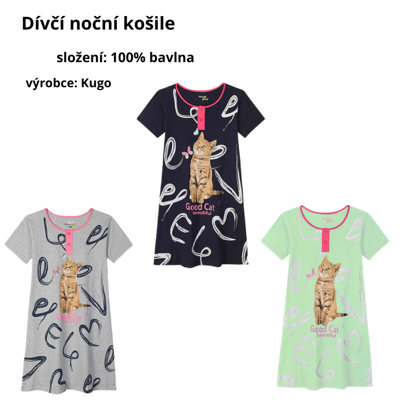 DÍVČÍ NOČNÍ KOŠILE tm.modrá Kugo MC5853