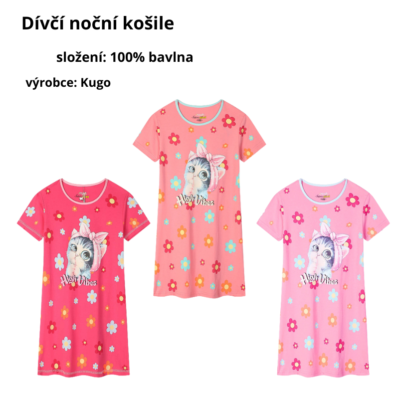 DÍVČÍ NOČNÍ KOŠILE tm.růžová Kugo MC5851