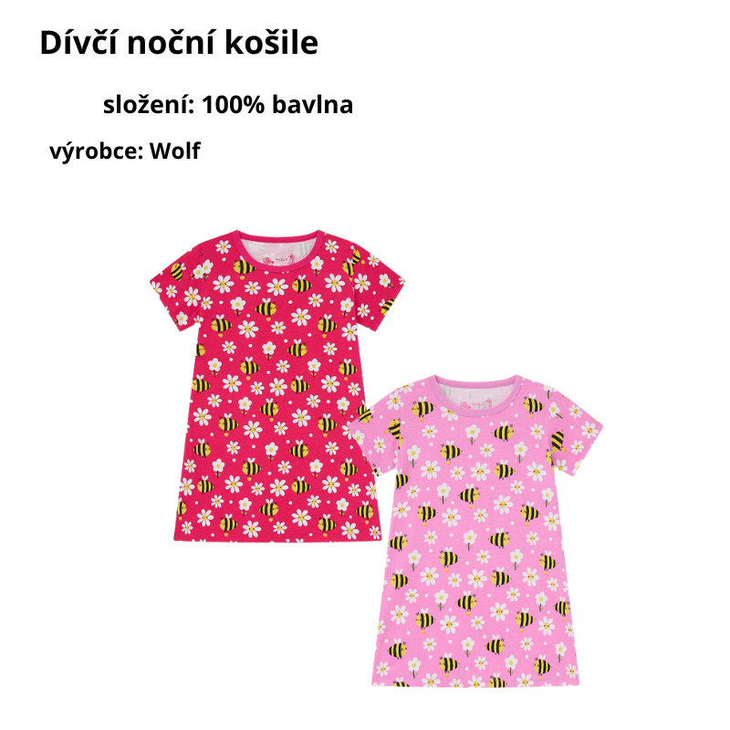 DÍVČÍ NOČNÍ KOŠILE růžová Wolf S2581