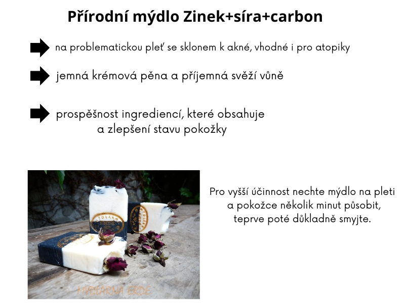 Přírodní mýdlo na problematickou pleť Zinek+síra+carbon 50g