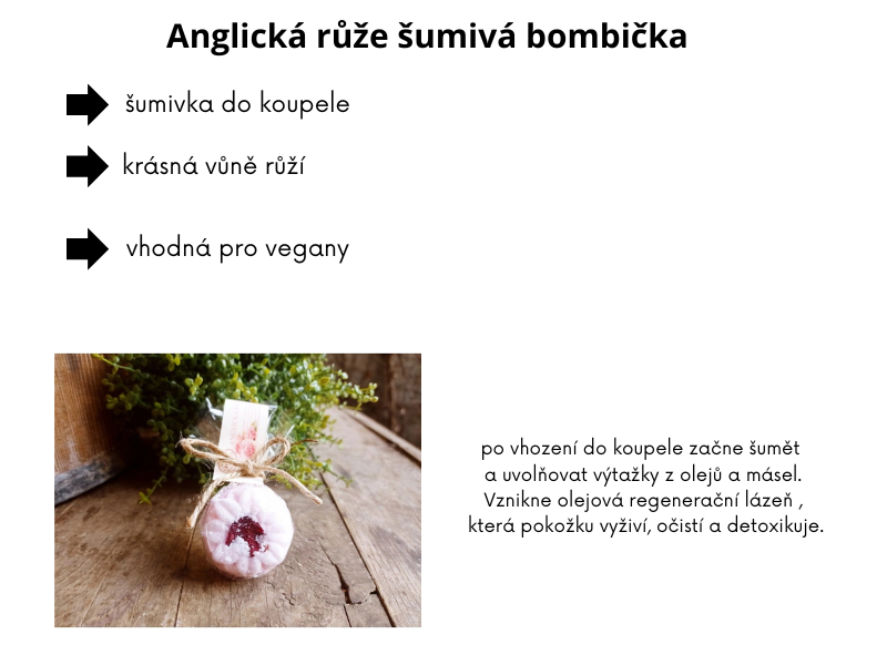 Anglická růže šumivá bombička do koupele 25g