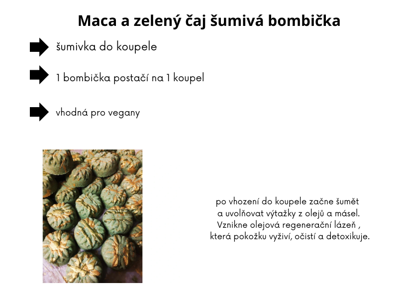 Maca a zelený čaj šumivá bombička do koupele 25g