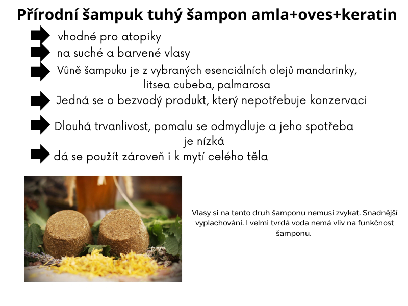 Přírodní šampuk tuhý šampon amla+oves+keratin 95g
