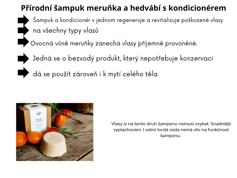 Přírodní šampuk meruňka a hedvábí s kondicionérem 20g