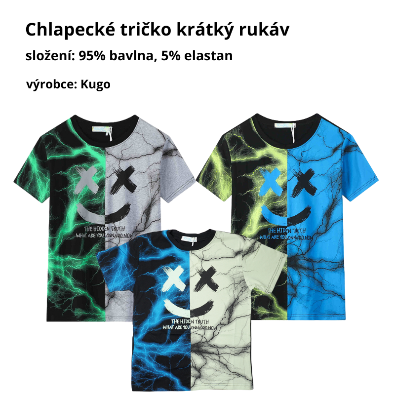 CHLAPECKÉ TRIČKO modrá/hrášková Kugo MC9870