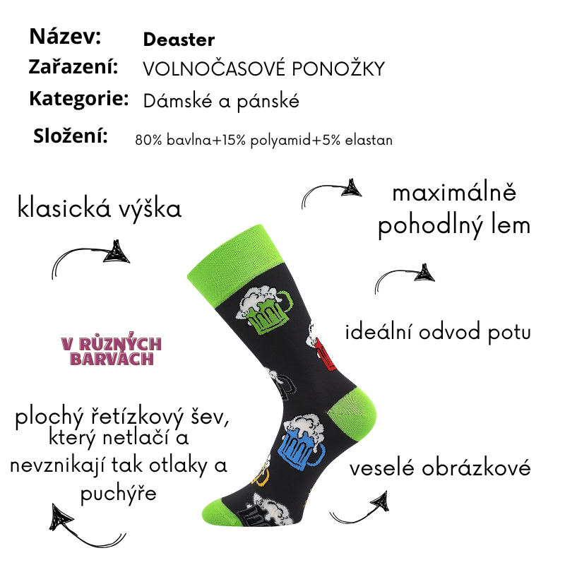 Voxx Ponožky dámské, pánské zelené ovečky Deaster