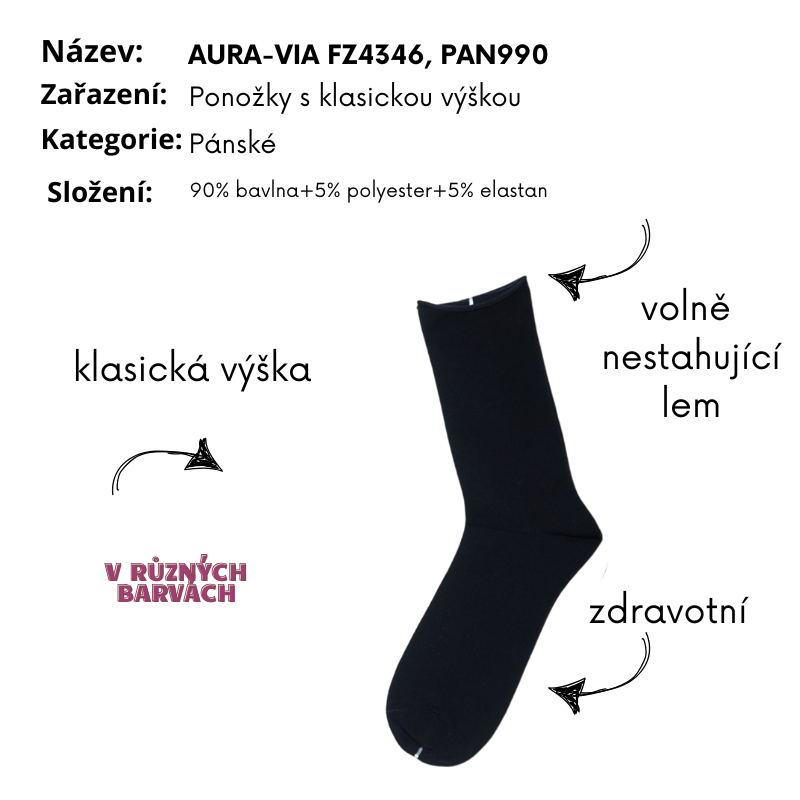 PÁNSKÉ zdravotní  PONOŽKY AURA-VIA FZ4346
