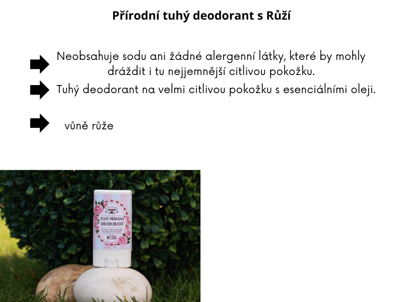 Přírodní tuhý deodorant Růže 15ml