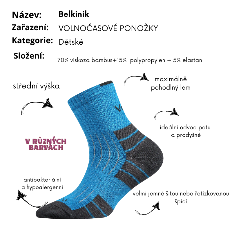 Chlapecké ponožky modré Belkinik Fuski Boma Voxx