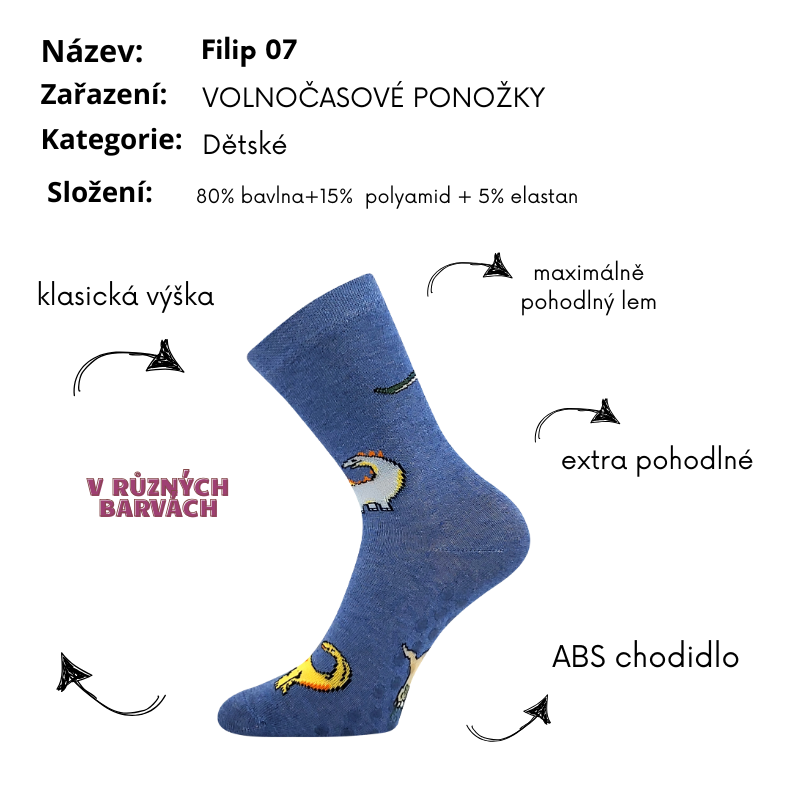 Dívčí ponožky ABS šedé FILIP 07 Fuski Boma Voxx