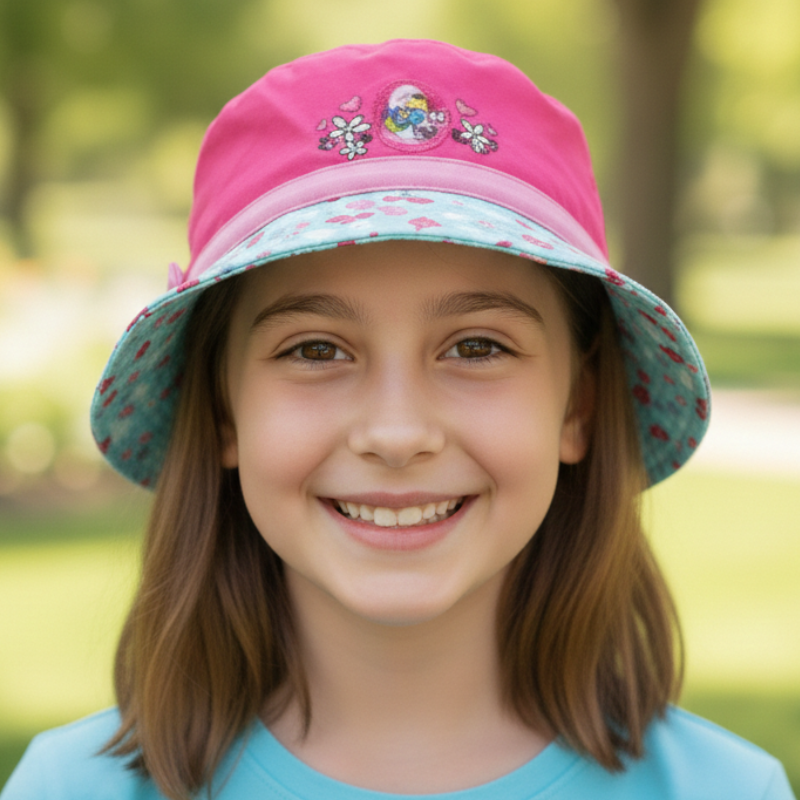 Dívčí klobouk Šmoulinka - tm.růžová barva