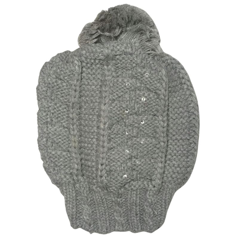 obvod 50-56 cm (UNI)-Dívčí zimní pletená čepice - šedá
