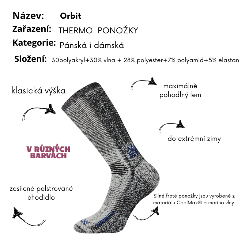 Dámské, pánské silné  froté  ponožky Orbit - červená
