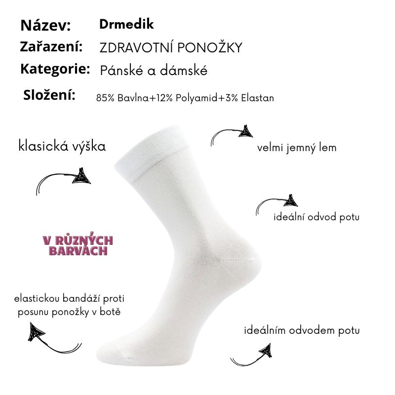 Dámské, pánské zdravotní ponožky černé Drmedik