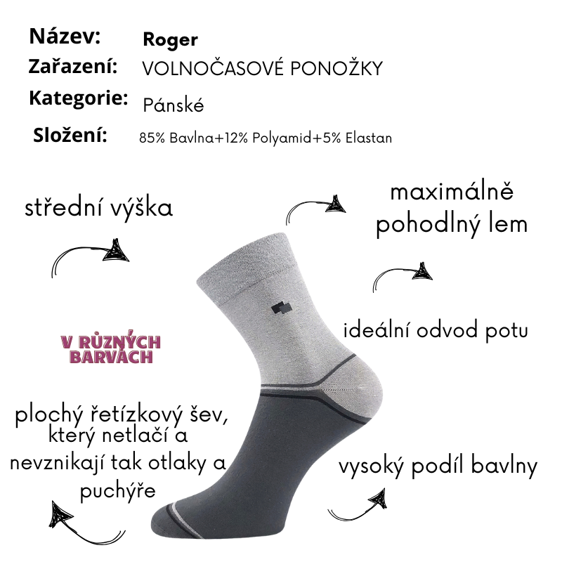 Pánské zdravotní ponožky šedé Fuski Boma Voxx Roger 01