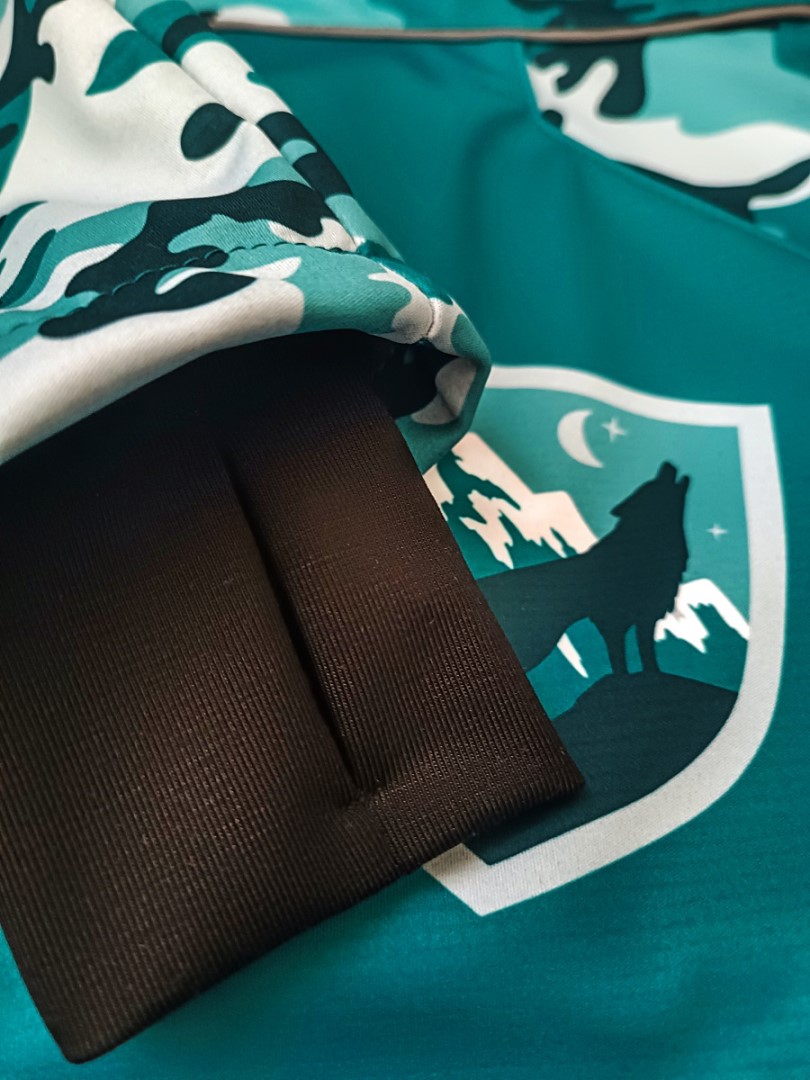 Dětská softshellová bunda maskáčová petrolej Wamu