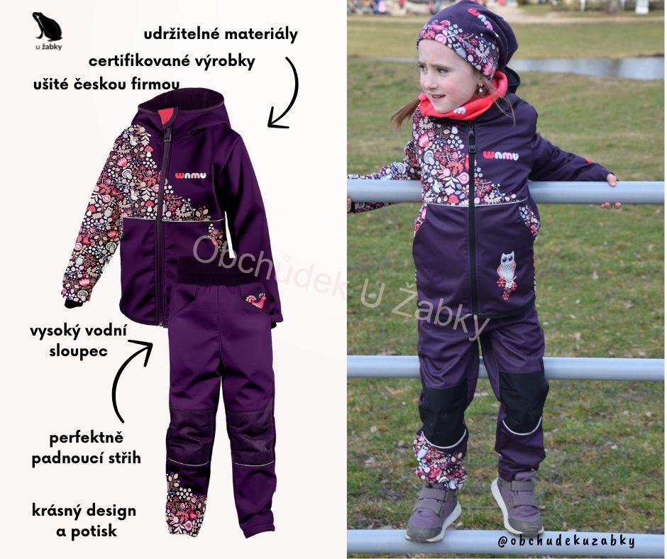 Dívčí softshellová bunda sova fialová WAMU
